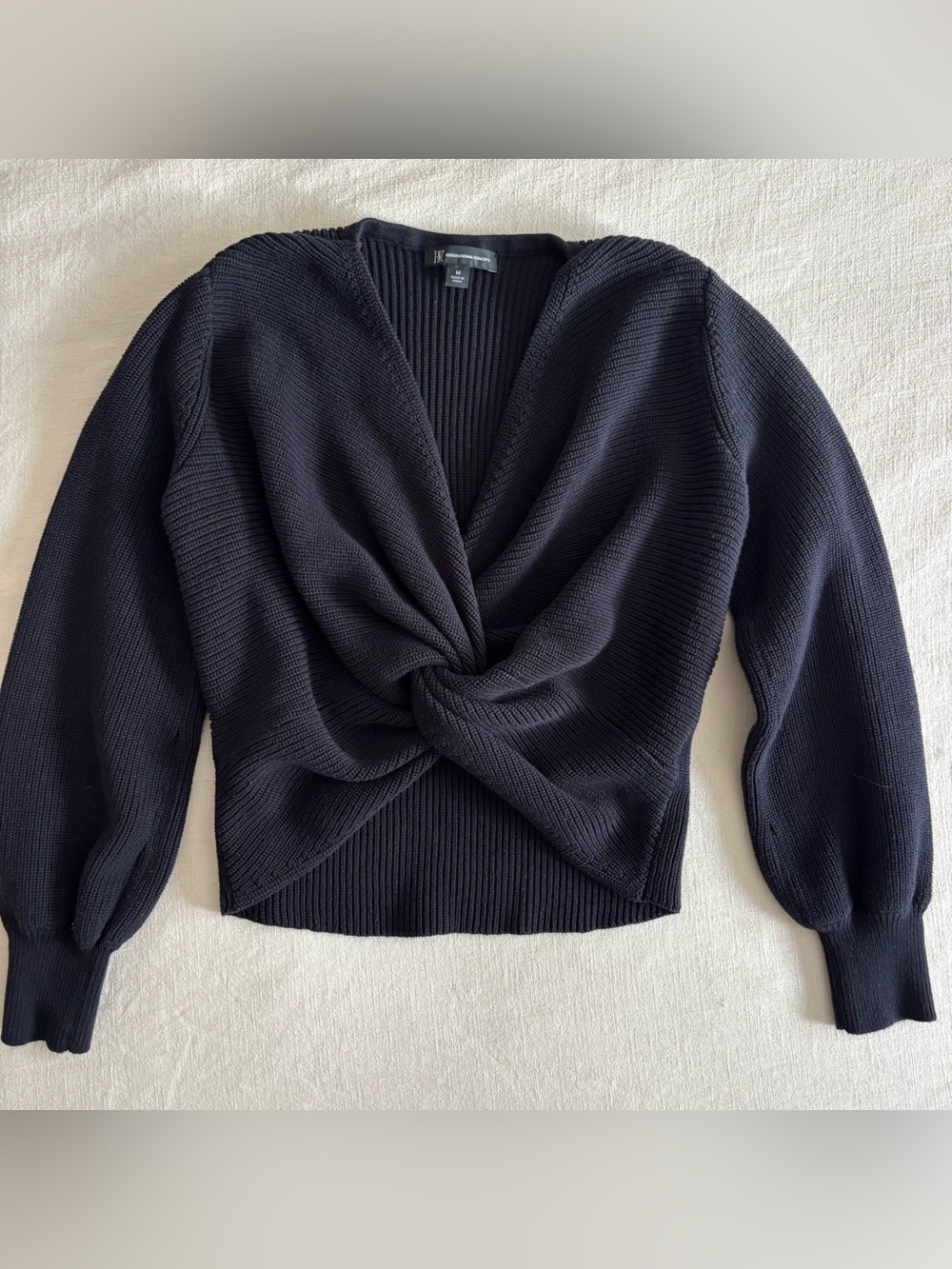 INC International Concepts Black Twist Front Sweater Size M